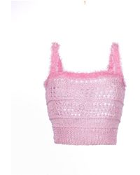 Andreeva - Baby Pink Handmade Knit Top - Lyst