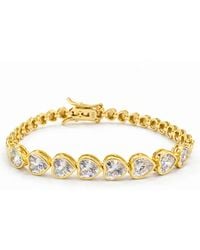 Pearl Code - Celine Big Heart Tennis Bracelet With Cubic Zirconia, -Plated - Lyst