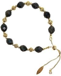 Farra - Romantic Style Oval Obsidian Adjustable Bracelet - Lyst