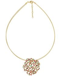 Joidart - Golden Necklace With Pendant Candy Colours Multicolored - Lyst