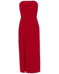 Nomi Fame - Mora Wine Strapless Front Slit Corset Midi Dress - Lyst