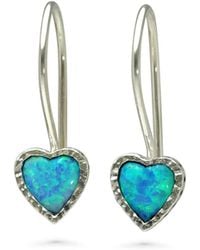 Isla Silver - Sterling Fire Opal Heart Earrings - Lyst