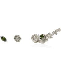 Lee Renee - Three Earrings Set Silver Roses & Tourmalines - Lyst