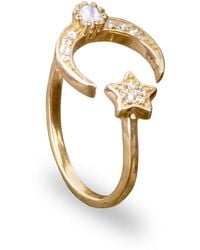 The Jewellery Store London - Adjustable Ring With Star And Moon - Lyst