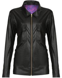 Yvette LIBBY N'guyen Paris Women's Recycle Leather Zip Up Blazer - Black