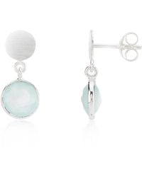 Auree - Salina Sterling Silver Disc & Aqua Chalcedony Earrings - Lyst