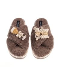 Laines London - Neutrals Laines Neutral Boucle Slippers With Mother Of The Groom Brooches - Lyst