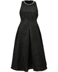 Smart and Joy - Fit-And-Flare Collar Trim Textured Jacquard Dress - Lyst
