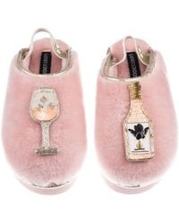 Laines London - Flatform Cloud Closed Toe Slippers With Angelic Rose Wine Brooches - Lyst