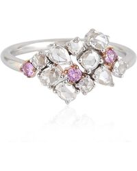 Artisan - 18k White Gold Rose Cut Diamond Pink Sapphire Ring Handmade Jewelry - Lyst