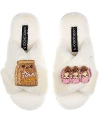 Laines London - Neutrals Classic Slippers With Laines Lovables Eggs & Flour Brooches - Lyst