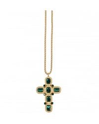 Addicted - Artemide Plated Necklace With Emerald Crystals - Lyst