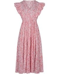 La Mandarine - Floral Summer Maxi Dress, Frilled Sleeve Cotton Summer Dress With Pockets, Coralie - Lyst