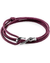 Anchor and Crew - Aubergine Purple Heysham Silver & Rope Bracelet - Lyst
