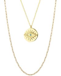 Spero London - Eye Coin & Rectangular Chain Sterling Evil Eye Necklace Set - Lyst