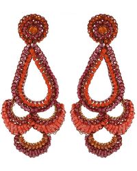 Lavish by Tricia Milaneze - Coral Red Mix Siren Maxi Handmade Crochet Earrings - Lyst