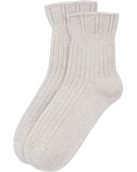 Mamu Dream - Neutrals Soft Cashmere Ribbed Socks - Lyst