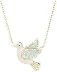 KAMARIA - Opal Dove Bird Necklace With Crystals - Lyst