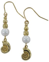 Reeves & Reeves - Pearl And Ammonite Gold Plate Drop Earrings - Lyst