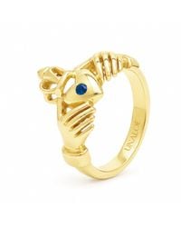 Unaloe - Sapphire Heart With Hands Ring – -Plated Sterling - Lyst