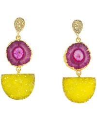 YAA YAA LONDON - Lemon Gemstone Statement Earrings - Lyst