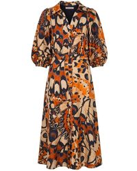 Traffic People - Metamorphosis And Butterfly Print Frida Midi Dress - Lyst