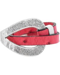 Saachi - Hammered Double Wrap Leather Loop Bracelet - Lyst