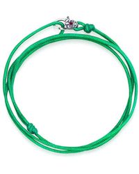 Nialaya - Green Wrap-around String Bracelet With Sterling Silver Lock - Lyst