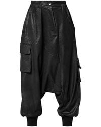 Metamorph - Faux Suede Drop Crotch Trousers With Cargo Pockets - Lyst