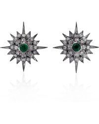 Artisan - 18K & Emerald & Diamond Starburst Stud Earrings - Lyst