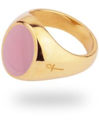 Phira London - Gold Pink Mother Of Pearl Oval Stone Ring - Lyst