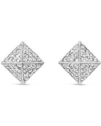 SALLY SKOUFIS - Pyramid Stud Earrings With Made White Diamonds In Sterling Silver - Lyst