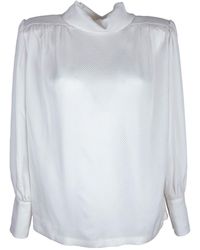 Rua & Rua - Silk Jacquard Blouse With Metal Button Back Detail - Lyst