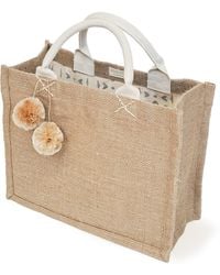 KORISSA - Neutrals Jute Canvas Gift Bag With Pompom - Lyst