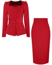 Tia Dorraine - Fitted Blouse & Pencil Skirt Set - Lyst