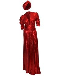 Julia Clancey - Olivia Ruby Sequin Palazzo Jumpsuit Set - Lyst