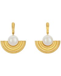 Zoe & Morgan - Adella Pearl Earrings Gold - Lyst