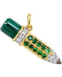 Artisan - 18K & Malachite, Tsavorite Garnet & Diamond Pencil Pendant - Lyst