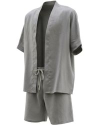 ORIGIN OF HEARTS - Inari Titanium Linen Resort Kimono Set - Lyst