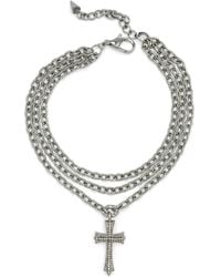 Jagged Halo Jewelry - Triple Chain Cross Pendant Necklace - Lyst