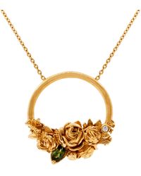 Lee Renee Rose Halo Diamond & Tourmaline Necklace – Rose Gold - Multicolour