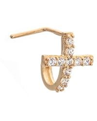 Zahav Jewelry - 10K Solid 20G Cross Cz L Shape Nose Stud - Lyst
