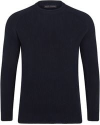 Paul James Knitwear - Midweight Cotton Logan Ribbed Crew Neck Jumper - Lyst