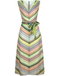 Lalipop Design - Multi-Color Zig-Zag Pattern Print A-Line Midi Knitted Dress - Lyst