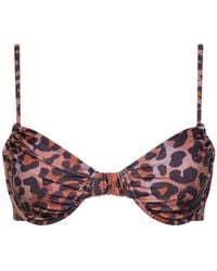 Playaluxe - Capri Ruched Underwire Bikini Top Leopard - Lyst