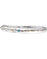 Isla Silver - Delicate Opal & Freshwater Pearl Bangle - Lyst