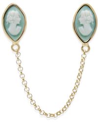 Vintouch Italy - Little Lovelies Gold-plated Green Cameo Single Earring - Lyst