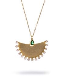 Ebru Jewelry - Cleopatra Moonlight Emerald & Pearl Necklace - Lyst