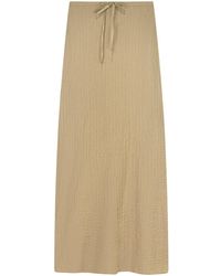 Rave on Trend - Neutrals Crinkle Cotton Midi Skirt-Lined -Sand - Lyst
