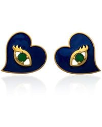 Milou Jewelry - Heart Earrings With Evil Eye - Lyst